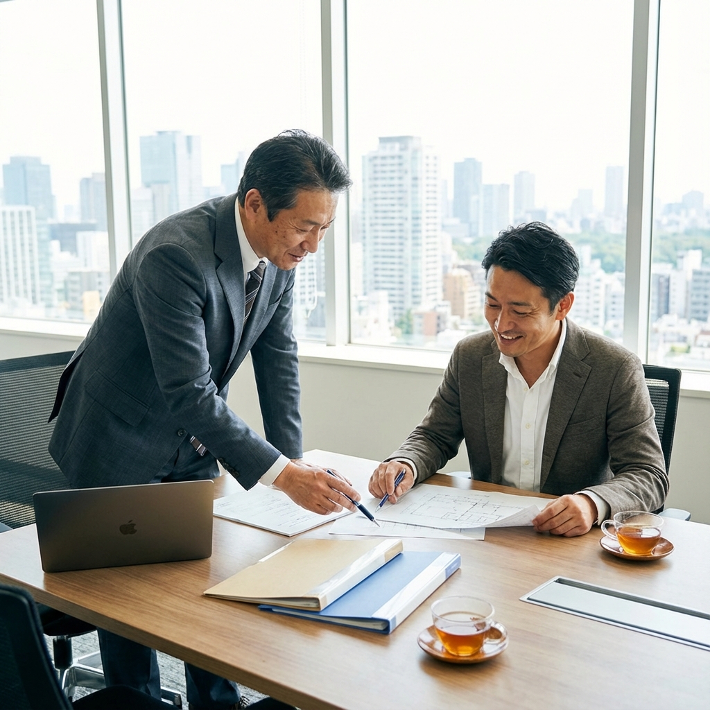 建設業許可申請の打ち合わせ風景