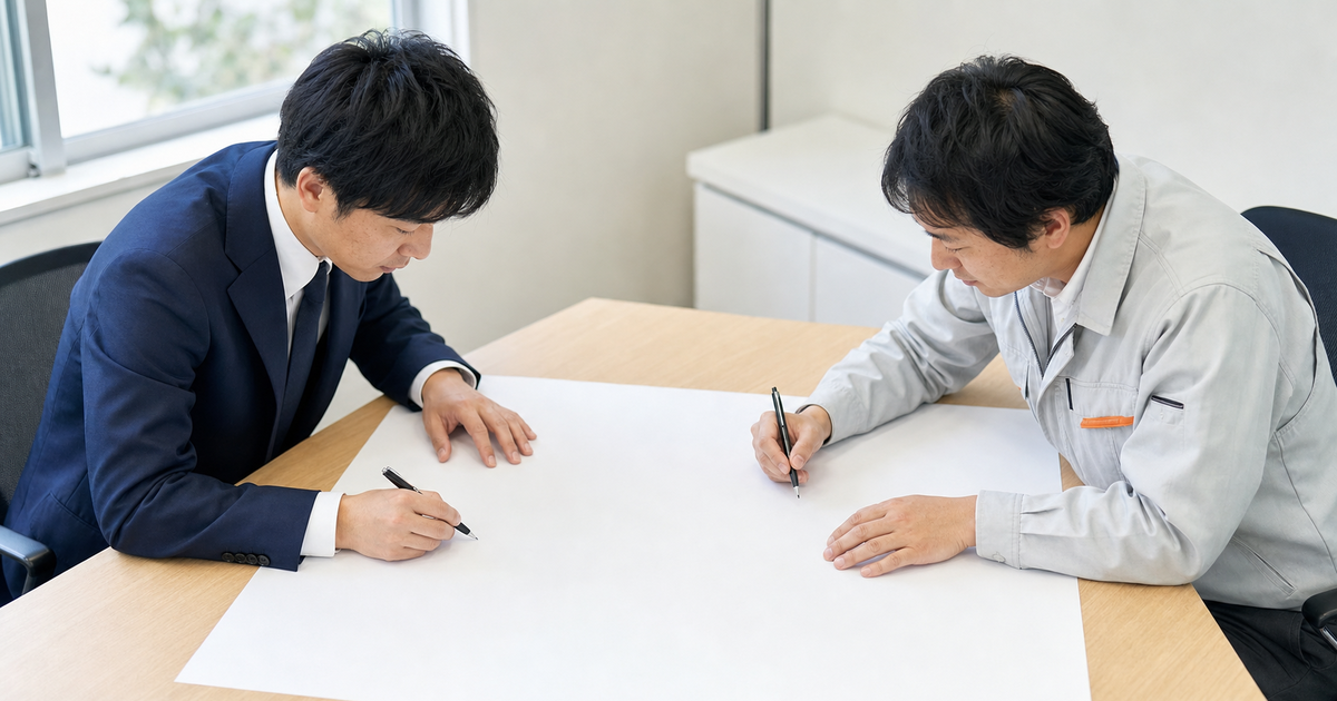 1枚の計画書に行政書士と経営者が同時に書き込む（建設業許可とCCUSの一体設計）