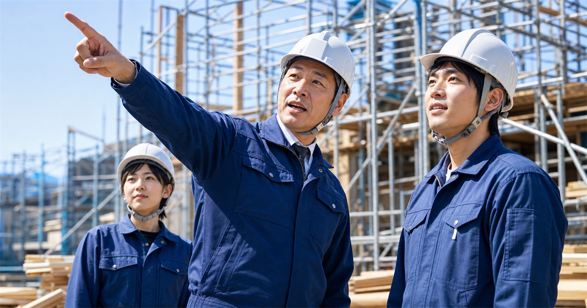 CCUS登録代行を任せ本業に集中する経営者と現場の様子