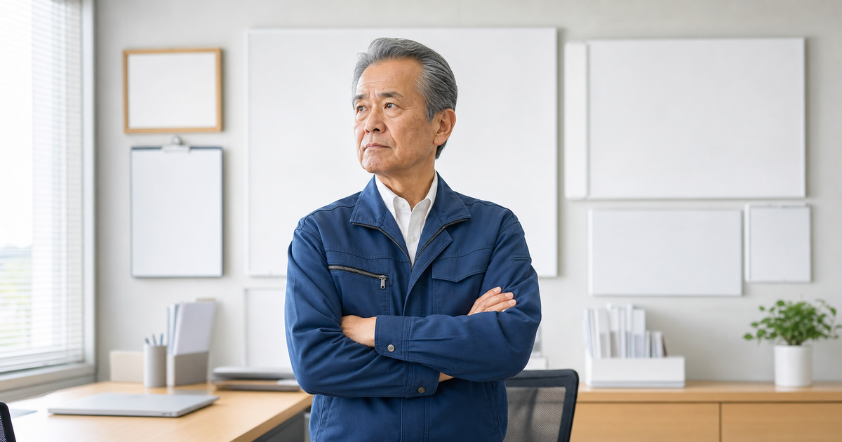 承継方法を思案する建設会社の経営者。親族内・従業員・M&A・廃業の4つの選択肢