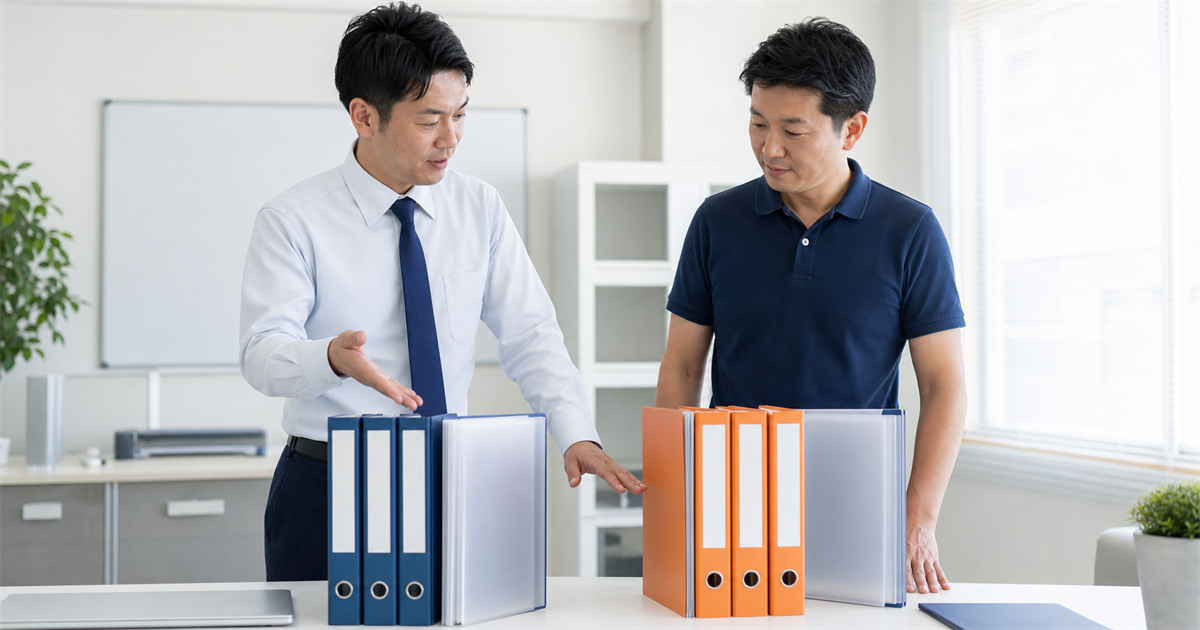 建設業許可とCCUSの2種類の書類を並べて統合して進める行政書士と経営者