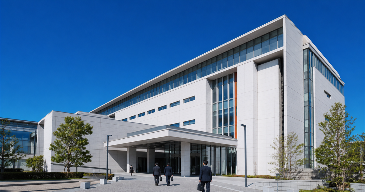 建設業許可と承継認可の申請窓口となる行政庁舎の外観（許可承継認可と経審スコアを切らさない手続き）